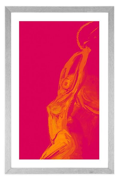 Plakat passepartout jasna sylwetka kobiety