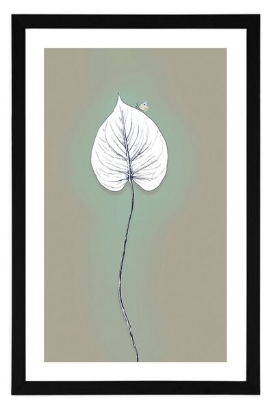Plakat passepartout samotny liść