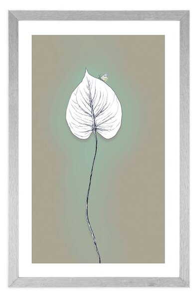 Plakat passepartout samotny liść