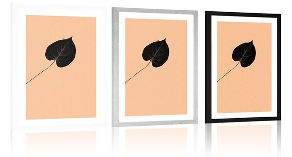 Plakat passepartout tajemniczy czarny liść
