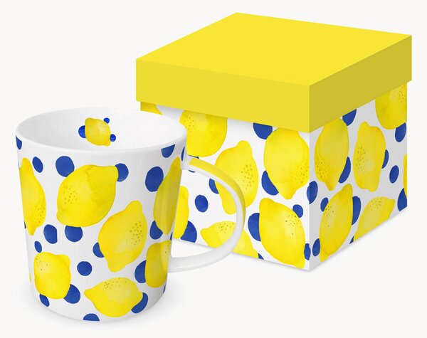 Kubek z porcelany kostnej Lemon & Dots