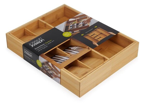 Regulowany bambusowy organizer na sztućce do szuflady w naturalnym kolorze 32 x 40 cm DrawerStore Bamboo – Joseph Joseph