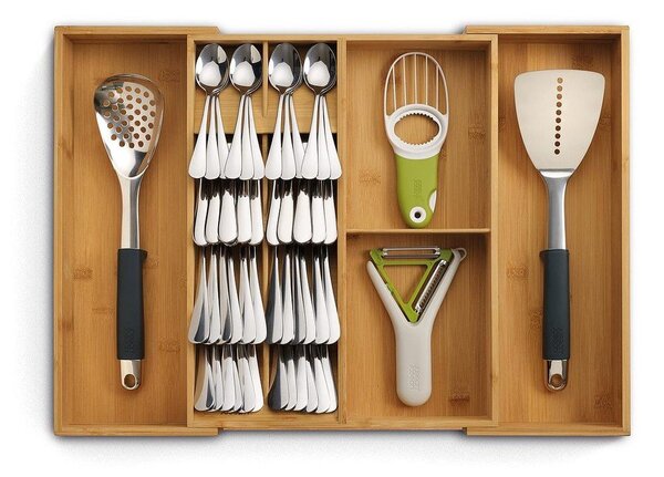 Regulowany bambusowy organizer na sztućce do szuflady w naturalnym kolorze 32 x 40 cm DrawerStore Bamboo – Joseph Joseph