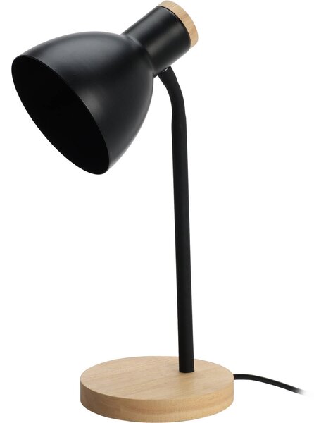 Lampka na biurko w skandynawskim stylu, drewniana podstawa, 14 x 36 cm