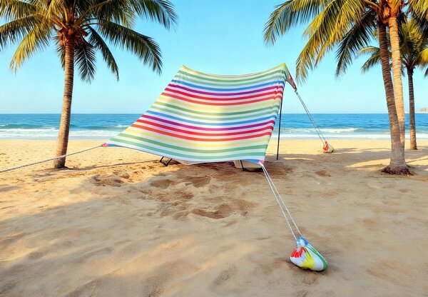 Parasol plażowy 4-5 osób, ochrona UV, 210x200x63 mm, poliester, na plażę