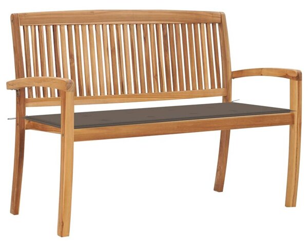 Sztaplowana ławka ogrodowa z poduszką, 128,5 cm, drewno tekowe