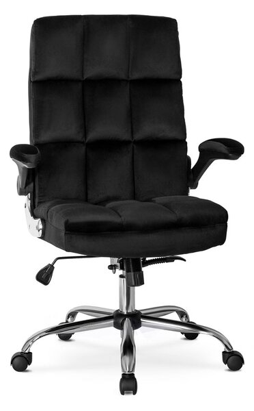 Czarny welurowy fotel gabinetowy - Mevo 3X