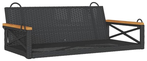 Ławka bujana, czarna, 109x62x40 cm, polirattan