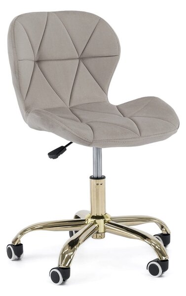 MebleMWM Krzesło obrotowe ART118S | Ciemny beż welur | Złota noga