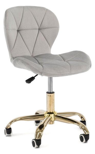 EMWOmeble Krzesło obrotowe ART118S jasny szary welur / złote nogi