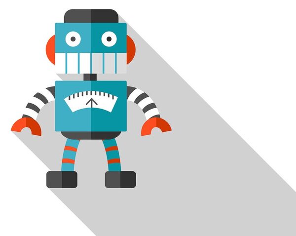 Obraz niebieski robot na białym tle