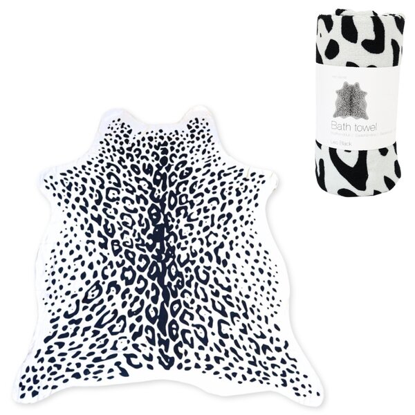 Ręcznik kąpielowy LEOPARD, czarno-biały