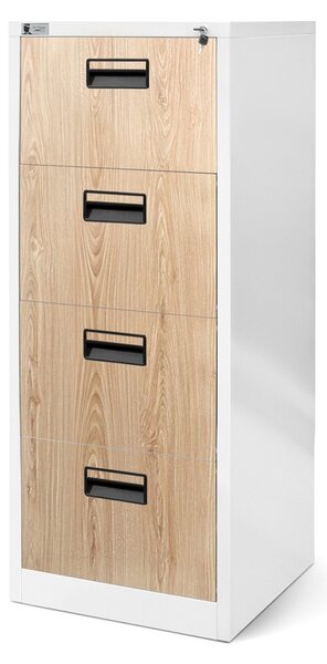 JAN NOWAK Eco Design model SARA V004, 460 x 1320 x 620 mm, metalowa szafa kartotekowa szafa loft: biała/dąb sonoma