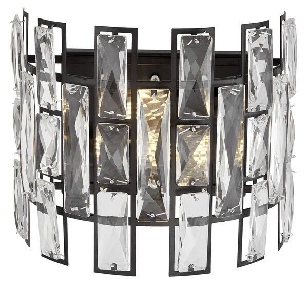 LAMPA ŚCIENNA KINKIET KRYSZTAŁOWY CZARNY FIORINA W2
