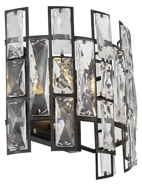 LAMPA ŚCIENNA KINKIET KRYSZTAŁOWY CZARNY FIORINA W2