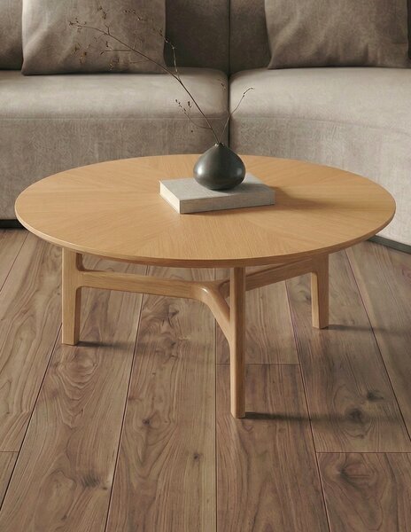 BELLUNO Jesion Naturalny - DREWNIANY STOLIK KAWOWY Ø65 cm OKRĄGŁY MODERN CLASSIC