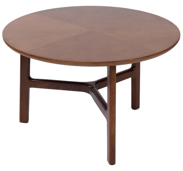 BELLUNO Orzech Naturalny (Ciemny Brąz) - DREWNIANY STOLIK KAWOWY Ø65 cm OKRĄGŁY MODERN CLASSIC