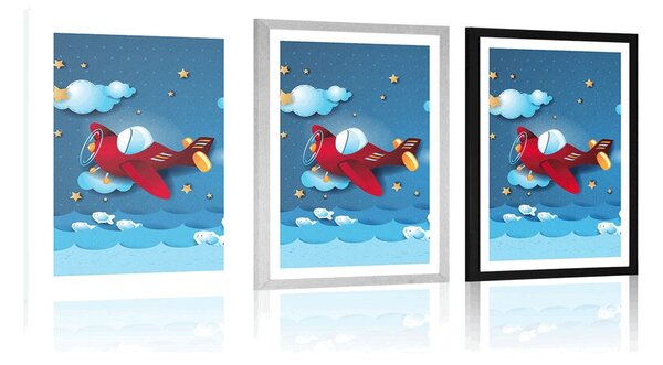 Plakat z passe-partout lot samolocikiem