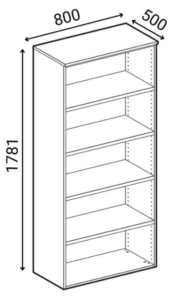 Szafa biurowa z drzwiami PRIMO WOOD, 1781 x 800 x 500 mm, wenge
