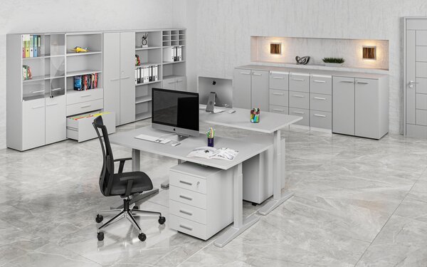 Szafa biurowa z drzwiami niskimi PRIMO GRAY, 800 x 500 x 1781 mm, szary