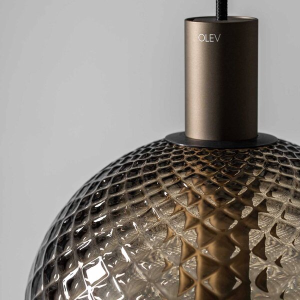OLEV Lampa wisząca szklana Beam Stick Nuance Balloton, możliwość ściemniania, brązowy / rdzawy, salon / jadalnia, szkło, design