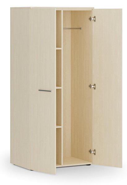 Szafa ubraniowa biurowa PRIMO WOOD, 3 półki, drążek do szafy, 800 x 500 x 1781 mm, brzoza