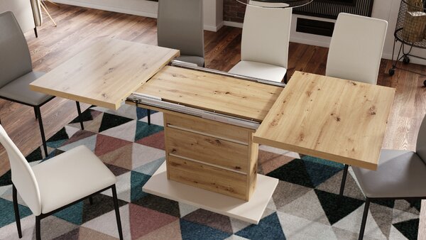 PIANO Dąb Artisan/Beżowy (Szampański) - NOWOCZESNY STÓŁ ROZKŁADANY DO 200 cm!