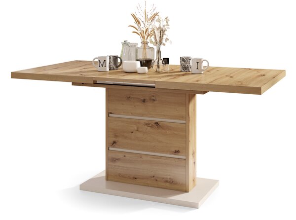 PIANO Dąb Artisan/Beżowy (Szampański) - NOWOCZESNY STÓŁ ROZKŁADANY DO 200 cm!