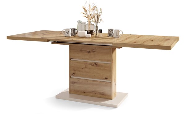 PIANO Dąb Artisan/Beżowy (Szampański) - NOWOCZESNY STÓŁ ROZKŁADANY DO 200 cm!