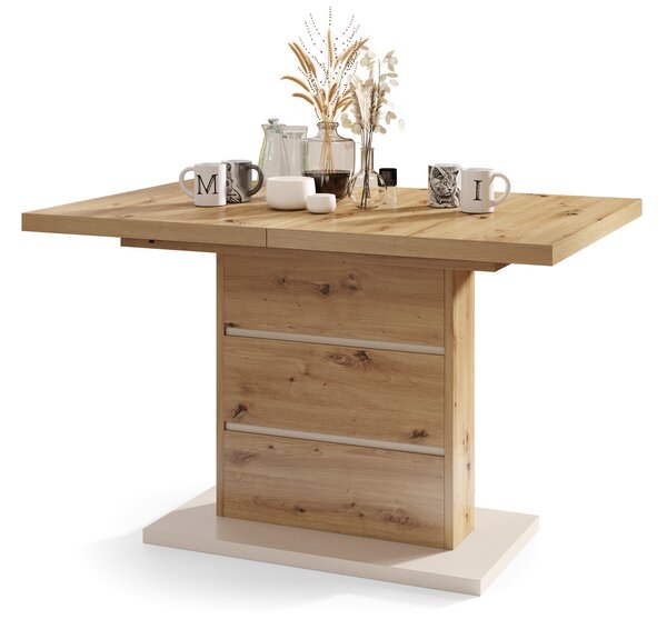 PIANO Dąb Artisan/Beżowy (Szampański) - NOWOCZESNY STÓŁ ROZKŁADANY DO 200 cm!