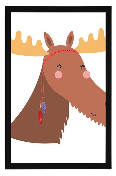 Plakat uroczy renifer z indyjskimi piórami