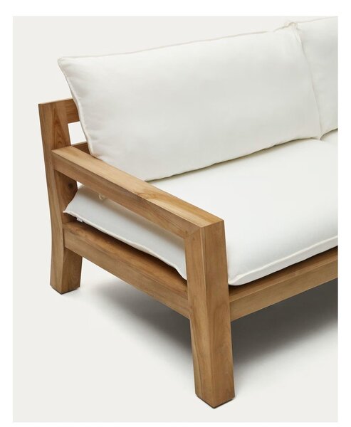 Biało-naturalna sofa ogrodowa z drewna tekowego Forcanera – Kave Home