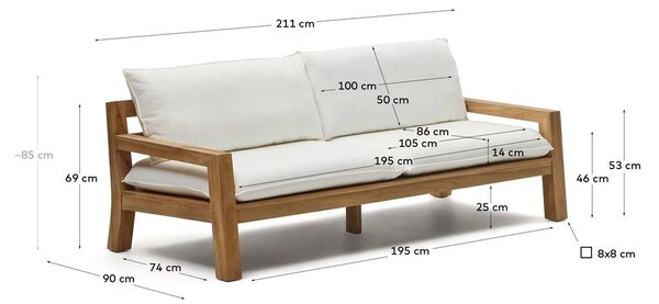 Biało-naturalna sofa ogrodowa z drewna tekowego Forcanera – Kave Home