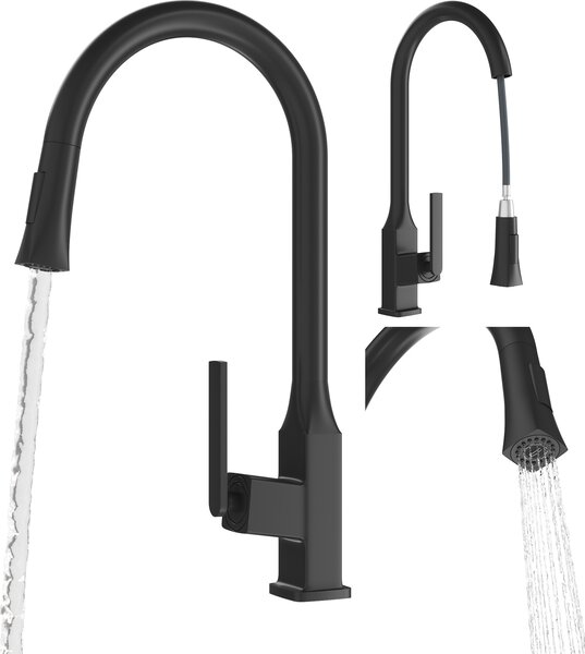 Bateria kuchenna Granitan | Paso - Czarna - Z wycigan wylewk - Dwa rodzaje strumienia - Elegancki design