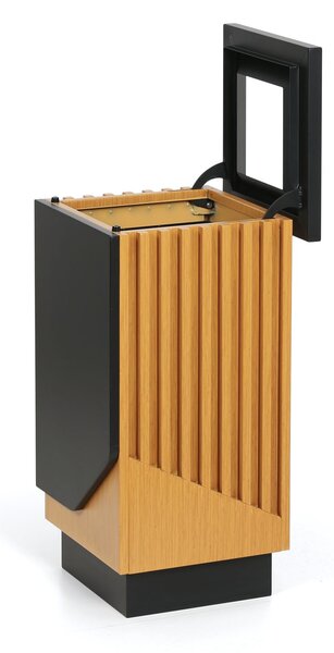 Kosz na śmieci 49 L, czarny/imitacja drewna
