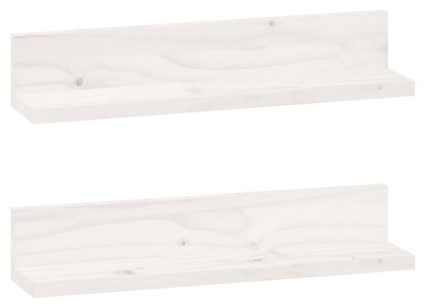 Półki ścienne, 2 szt., białe, 50x11x9 cm, drewno sosnowe