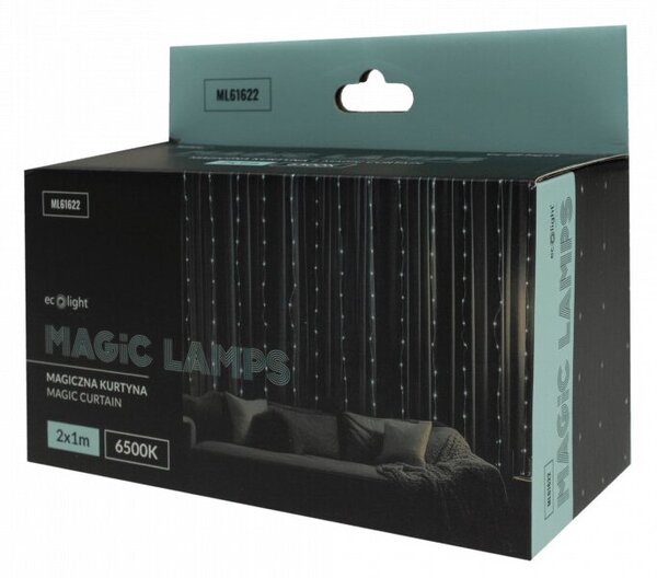 Kurtyna świetlna lampki świąteczne 200 LED 2x1m 6500K DC 5V MAGICZNE LAMPKI Ecolight