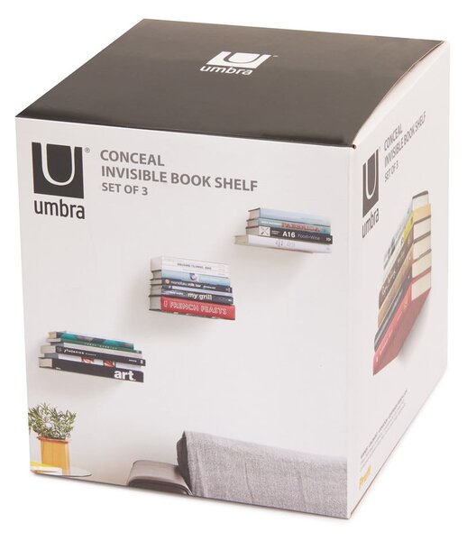 Srebrne metalowe półki zestaw 3 szt. 14 cm Conceal – Umbra