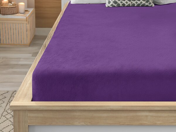 Prześcieradło z mikropluszu SOFT 90x200 cm ciemnofioletowe