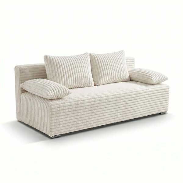 Kanapa rozkładana z funkcją spania Lunera 2 gruby sztruks kremowy
