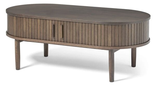 Stolik w dekorze dębu w ciemnym naturalnym kolorze 60x120 cm Meta – Unique Furniture