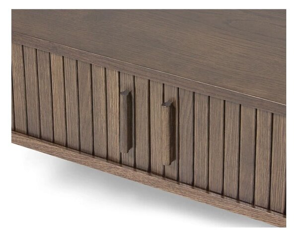 Stolik w dekorze dębu w ciemnym naturalnym kolorze 60x120 cm Meta – Unique Furniture