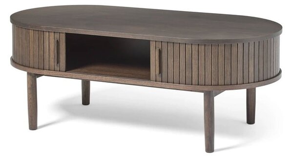 Stolik w dekorze dębu w ciemnym naturalnym kolorze 60x120 cm Meta – Unique Furniture
