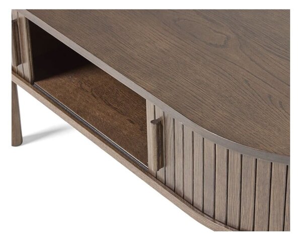 Stolik w dekorze dębu w ciemnym naturalnym kolorze 60x120 cm Meta – Unique Furniture
