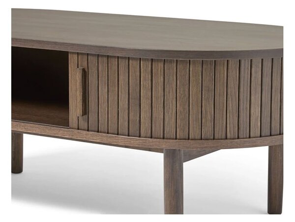 Stolik w dekorze dębu w ciemnym naturalnym kolorze 60x120 cm Meta – Unique Furniture