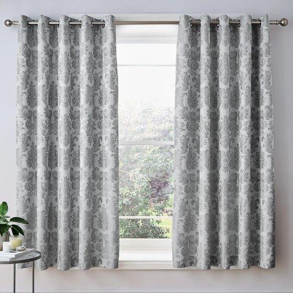 Szare adamaszkowe zasłony zestaw 2 szt. 168x229 cm Damask Jacquard – Catherine Lansfield