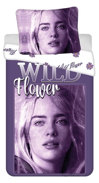 Fioletowa bawełniana pościel dziecięca jednoosobowa 200x140 cm Billie Eilish – Jerry Fabrics