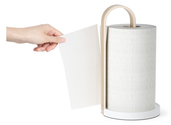Biały drewniany stojak na ręczniki papierowe ø 17 cm Bellwood – Umbra