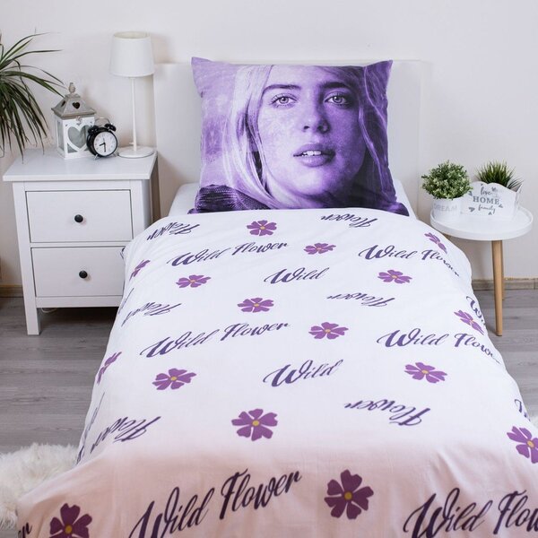 Fioletowa bawełniana pościel dziecięca jednoosobowa 200x140 cm Billie Eilish – Jerry Fabrics