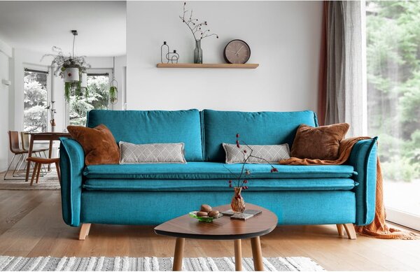 Turkusowa rozkładana sofa 225 cm Charming Charlie – Miuform
